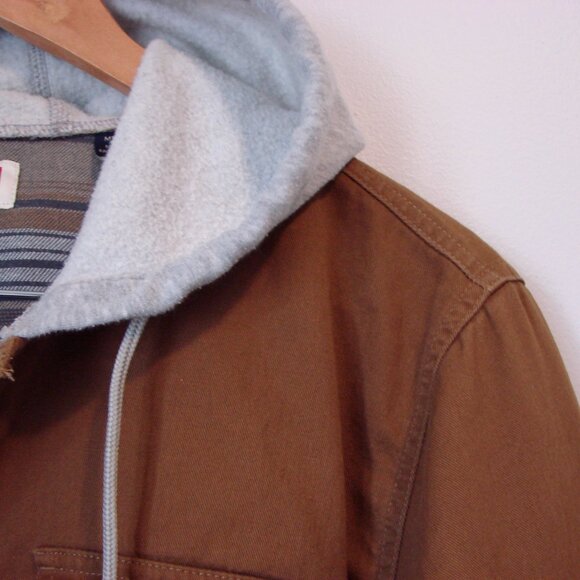 Wrangler Hooded Shirt Jacket Flannel Lined Hoodie Spice Brown Size Medium - Picture 8 of 14